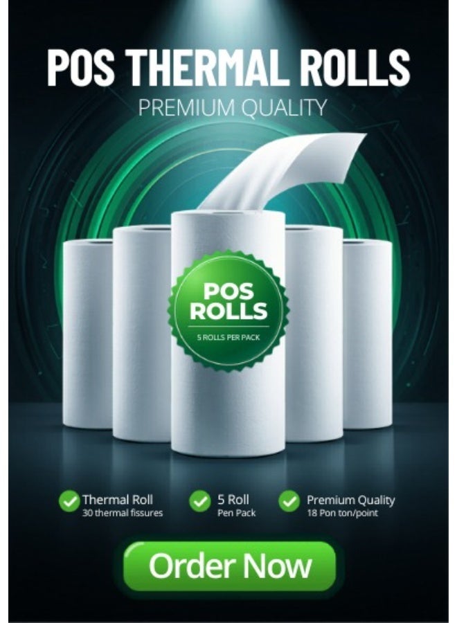 MADIBA POS THERMAL PAPER ROLL  5 ROLLS PER SHRINK - Image 1