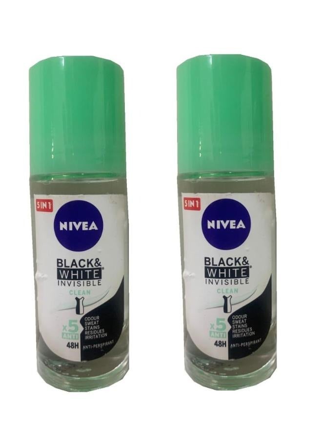 Nivea 2 Pieces NIVEA Black & White Invisible Clean 48h 5in1 50ml - Image 1
