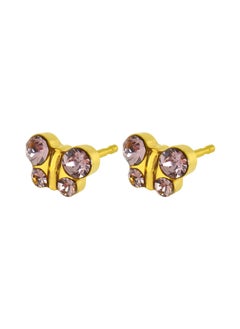 Caflon Caflon Butterfly Earrings - Gold Plated with Light Rose Crystal, Elegant 6mm Design  - Image 2
