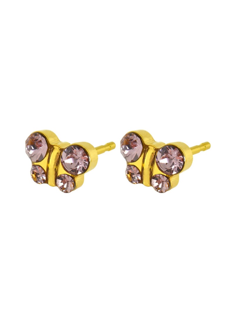 Caflon Caflon Butterfly Earrings - Gold Plated with Light Rose Crystal, Elegant 6mm Design  - Image 2