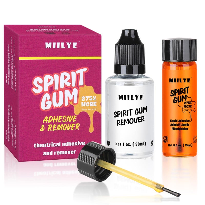 MIILYE Spirit Gum Adhesive and Remover â€“ 15ml Professional Cosmetic Glue for Face, Skin, Body, Stage Special Effect Prosthetics Makeup & Cosplay Wig - Image 1