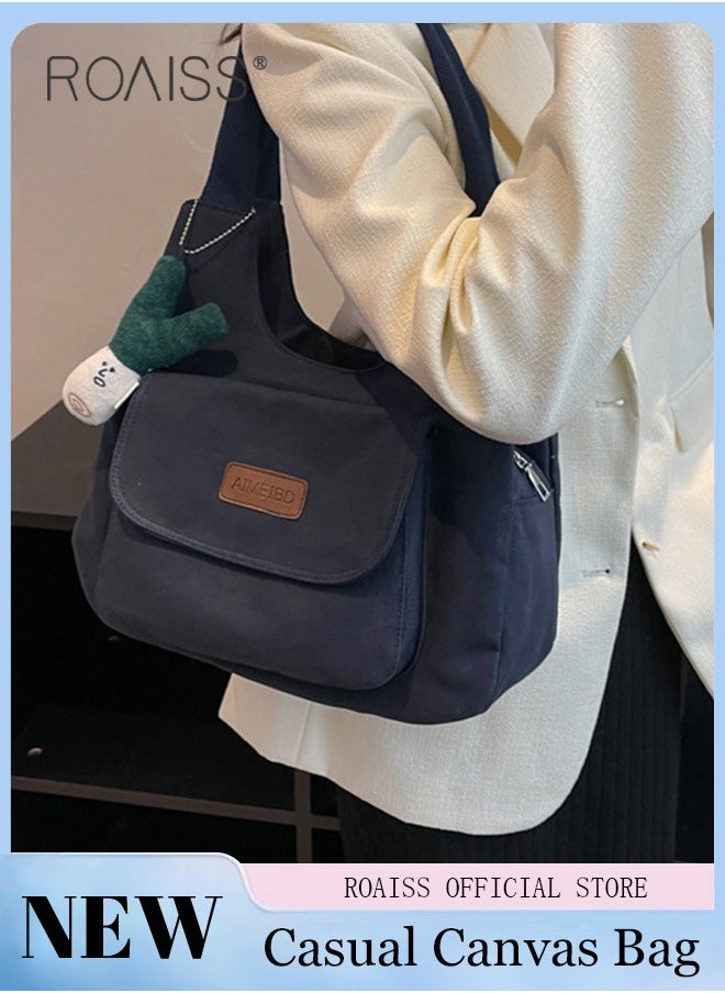 roaiss - Women's Underarm Bag Large Capacity Commuter Bag Canvas Bag Tote Bag Simple Comes - Image 1