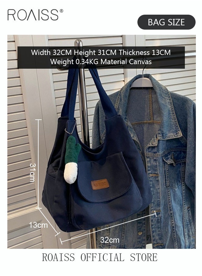 roaiss - Women's Underarm Bag Large Capacity Commuter Bag Canvas Bag Tote Bag Simple Comes - Image 1