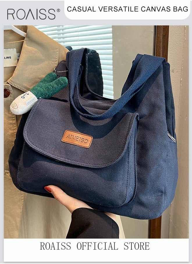 roaiss - Women's Underarm Bag Large Capacity Commuter Bag Canvas Bag Tote Bag Simple Comes - Image 1