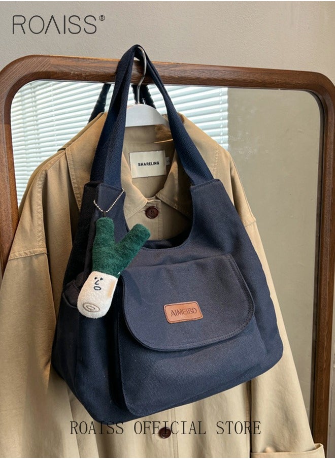roaiss - Women's Underarm Bag Large Capacity Commuter Bag Canvas Bag Tote Bag Simple Comes - Image 1