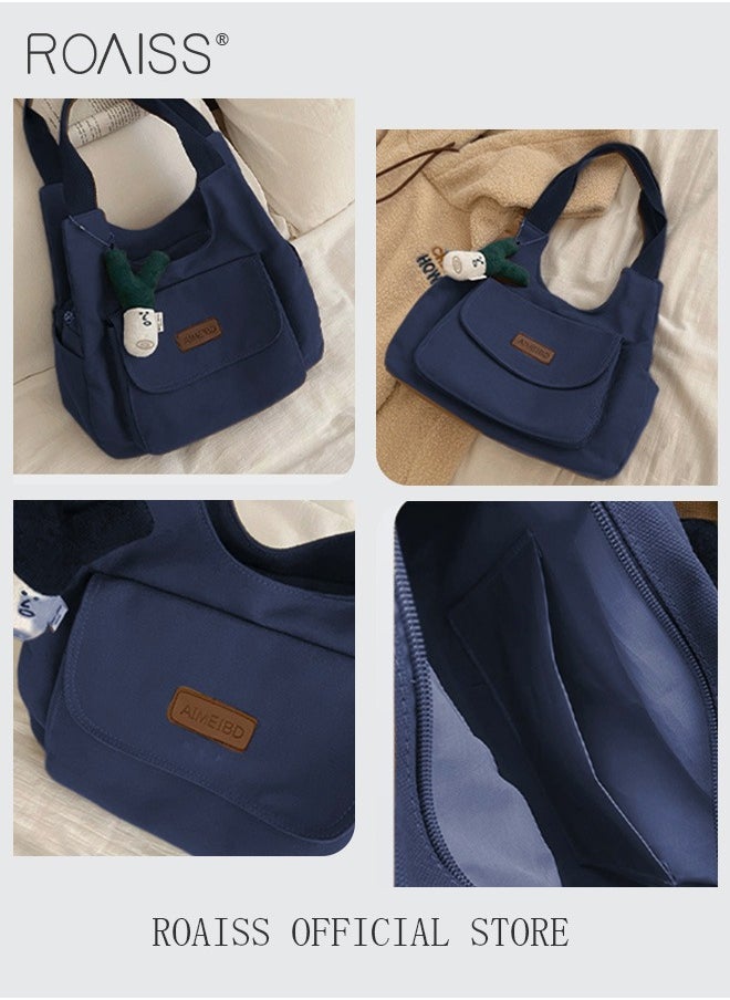 roaiss - Women's Underarm Bag Large Capacity Commuter Bag Canvas Bag Tote Bag Simple Comes - Image 1