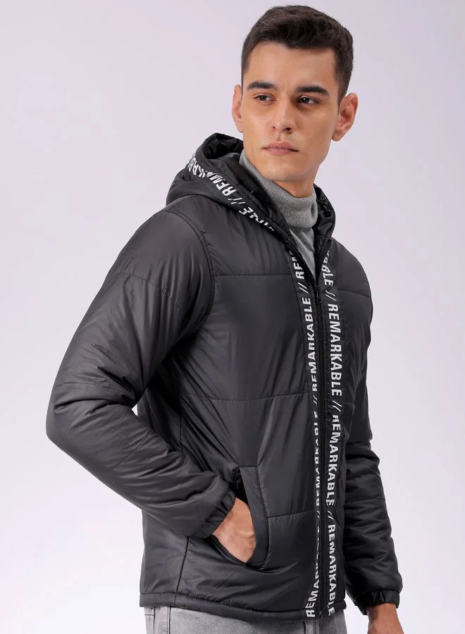 The Indian Garage Co Men Slim Fit Graphic Puffer Jackets