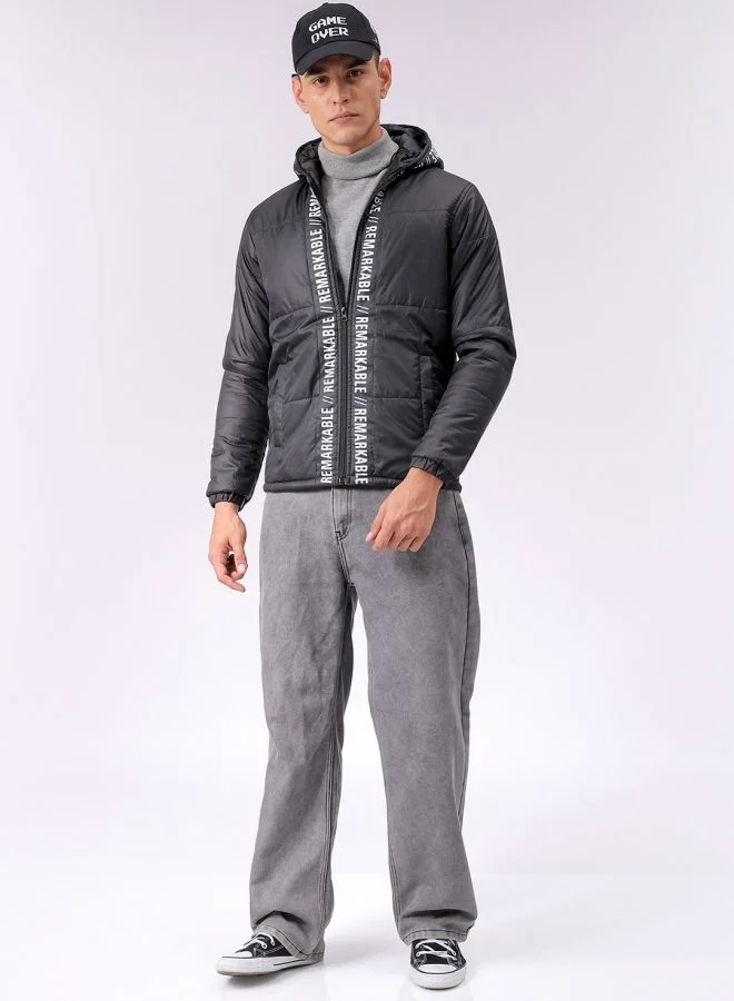 The Indian Garage Co Men Slim Fit Graphic Puffer Jackets