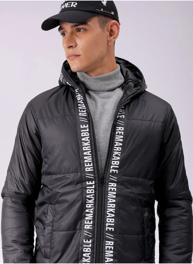 The Indian Garage Co Men Slim Fit Graphic Puffer Jackets