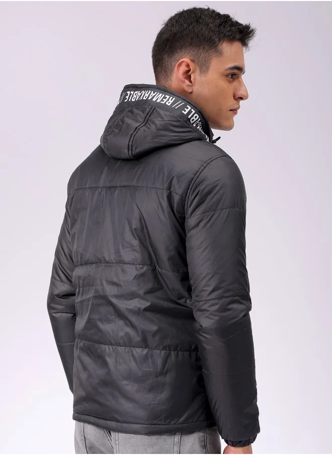 The Indian Garage Co Men Slim Fit Graphic Puffer Jackets