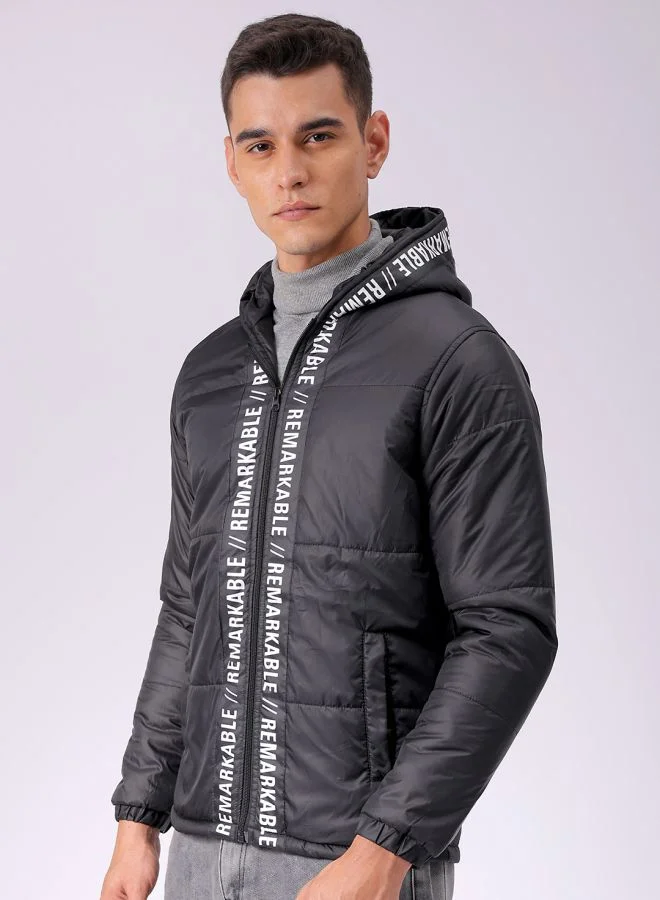 The Indian Garage Co Men Slim Fit Graphic Puffer Jackets