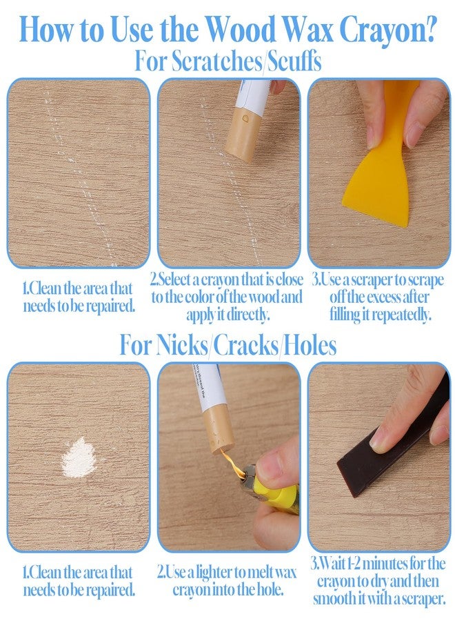 Caeuiciw 30+2Pieces Wood Filler Sticks, 30 Colos Wood Filler Putty Wax Crayons Furniture Repair Kit Putty Stick for Baseboard Cabinets Furniture Floors(with 2 Scrapers) - Image 3