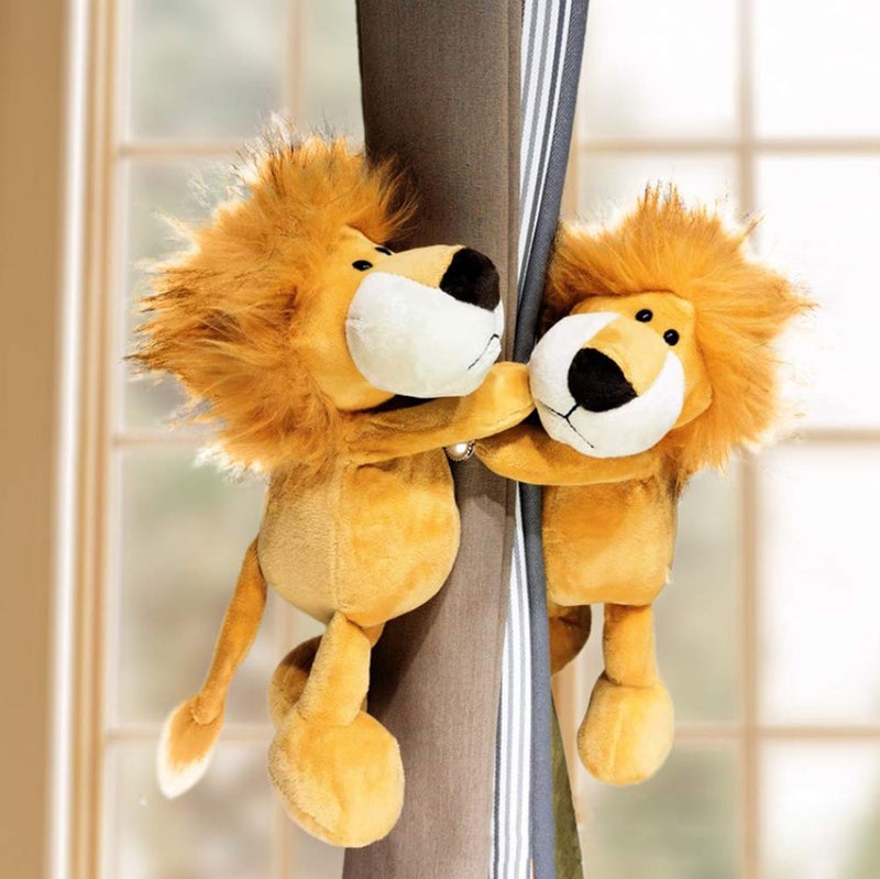 Cciphy 1 Pair Cute Curtain Tieback Animal Tieback Buckle Hook Fastener Cartoon Lion Window Curtain Hook Curtain Holdbacks for Living Room Bedroom Curtain Mosquito Net Lion