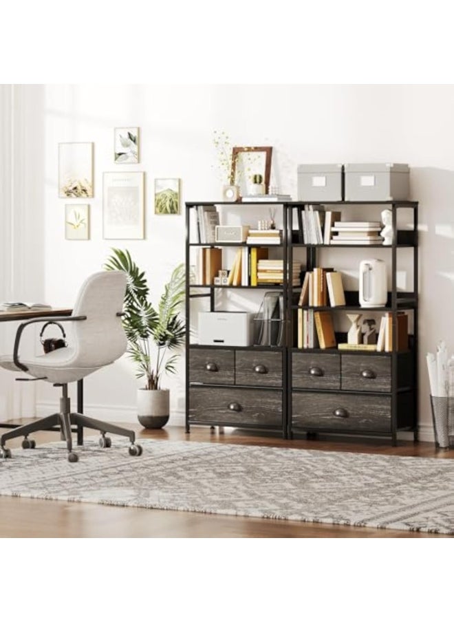 Apexll Multi-Functional 4-Tier Bookshelf with 3 Fabric Storage Drawers, Metal Frame & Wooden Top – Open Shelf & Storage Cabinet Combo for Living Room, Bedroom, Office, Kitchen  - Image 5