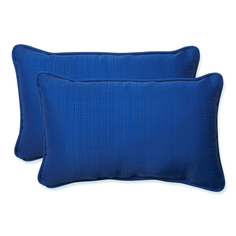 Pillow Perfect Pillow Perfect Fresco Solid IndoorOutdoor Lumbar Pillow Plush Fill Weather and Fade Resistant Lumbar  115 x 185 Blue 2 Count 