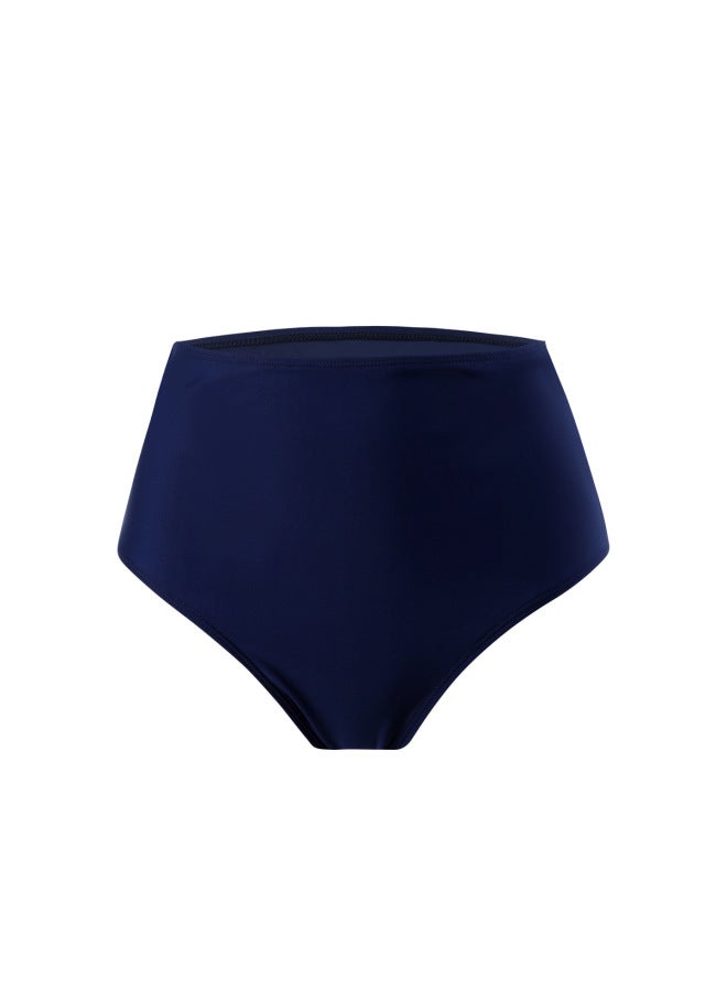 إسكدنيا سراويل سباحة نسائية بلون سادة وخصر عالي ومطاط بي سراويل سباحة أوروبية وأمريكية - اللون: أسود - - Image 4