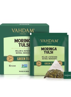 VAHDAM Moringa Tulsi Green Tea 15 Teabags (30g)  - Image 1