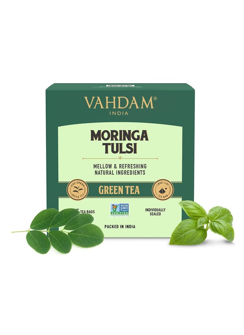 Vahdam Moringa Tulsi Green Tea 15 Teabags (30g)  - Image 2