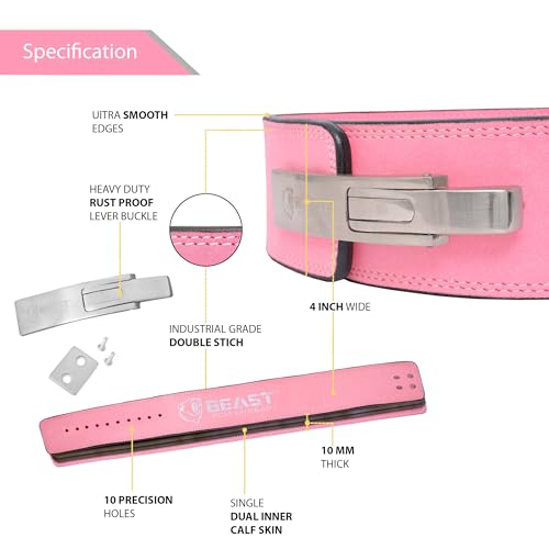 Beast Power Gear Weight Lifting Belt Lever Buckle 10MM 13MM Thick 4 Inches Free Strap Weightlifting Powerlifting Deadlifts Squats Men Women - Image 3