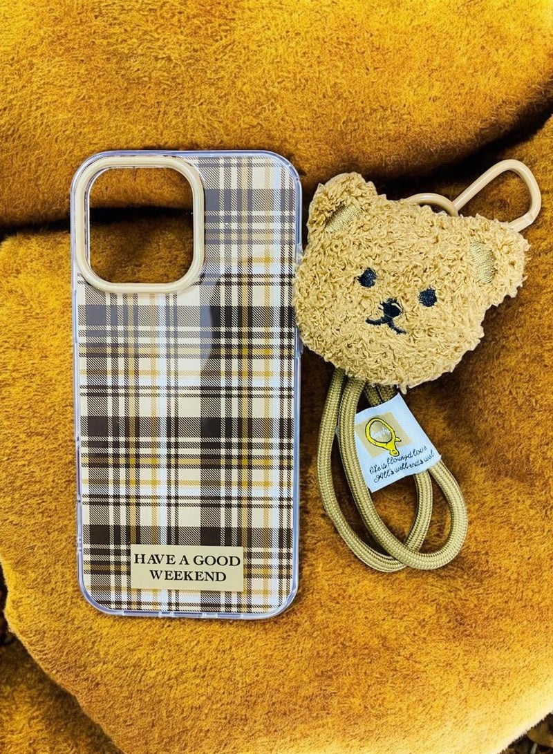 Generic Protective Case With Teddy Bear Medallion – Stylish Back Cover For IPhone 16 Pro Max – Brown - Image 2