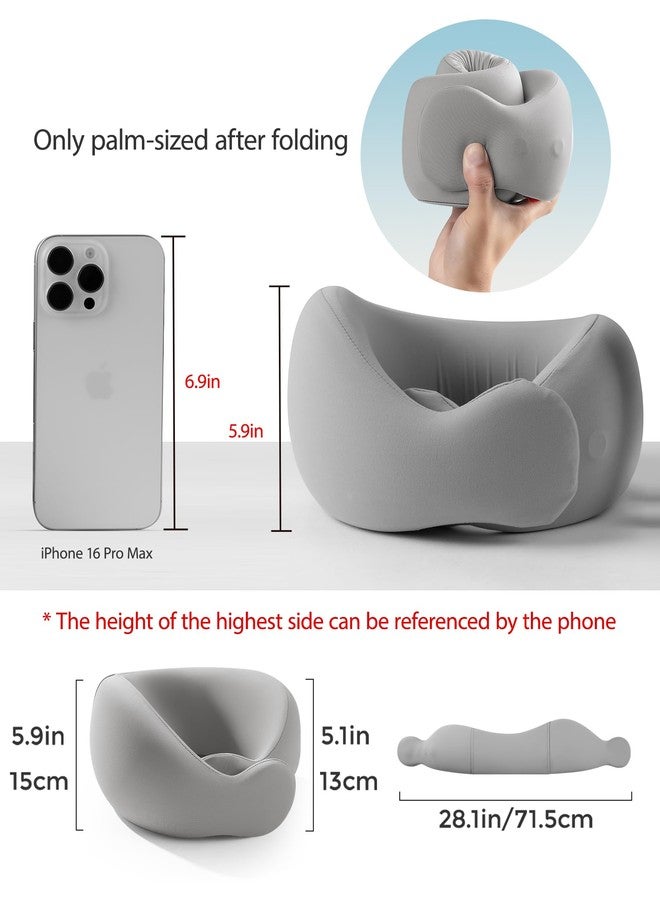 BEBAS Travel Neck Pillows for Airplanes and Long-Haul Flights, Memory Foam Adjustable 360° Head Support with Asymmetrical Sides, Includes Travel Bag (Grey) - Image 2