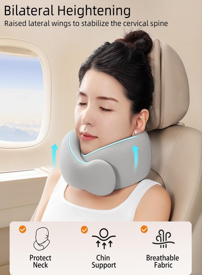 BEBAS Travel Neck Pillows for Airplanes and Long-Haul Flights, Memory Foam Adjustable 360° Head Support with Asymmetrical Sides, Includes Travel Bag (Grey) - Image 5
