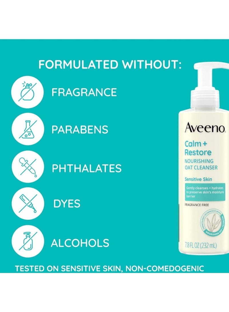 Aveeno Aveeno Calm + Restore Nourishing Oat Cleanser Sensitive Skin 7.8 fl oz (232 ml) - Image 3