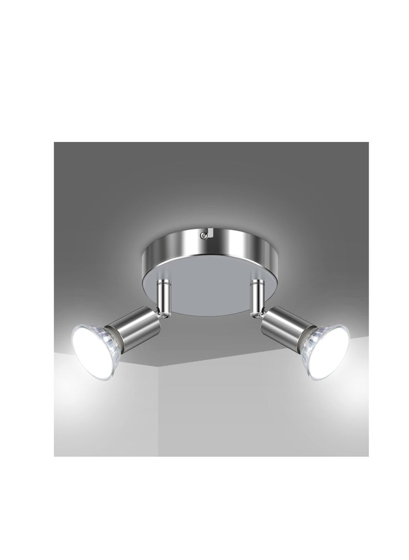 SYOSI - LED Ceiling Light Rotatable, 2 Way Swiveling Round Plate Spotlight, LED Ceiling Spot Lights, Ceiling Lamp for Kitchen, Living Room Bedroom White Chrome - Image 1