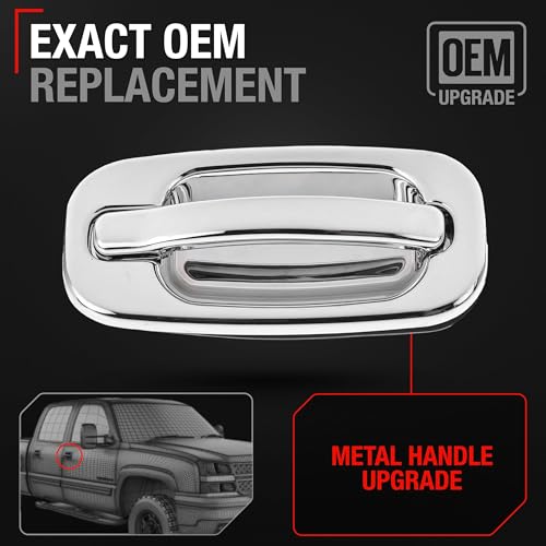 T1A Exterior Front Passenger Door Handle Upgraded Metal Compatible with 19992006 Chevrolet Silverado Suburban Tahoe Avalanche 9906 GMC Sierra Yukon All Chrome OEM 15182406 91128 - Image 3
