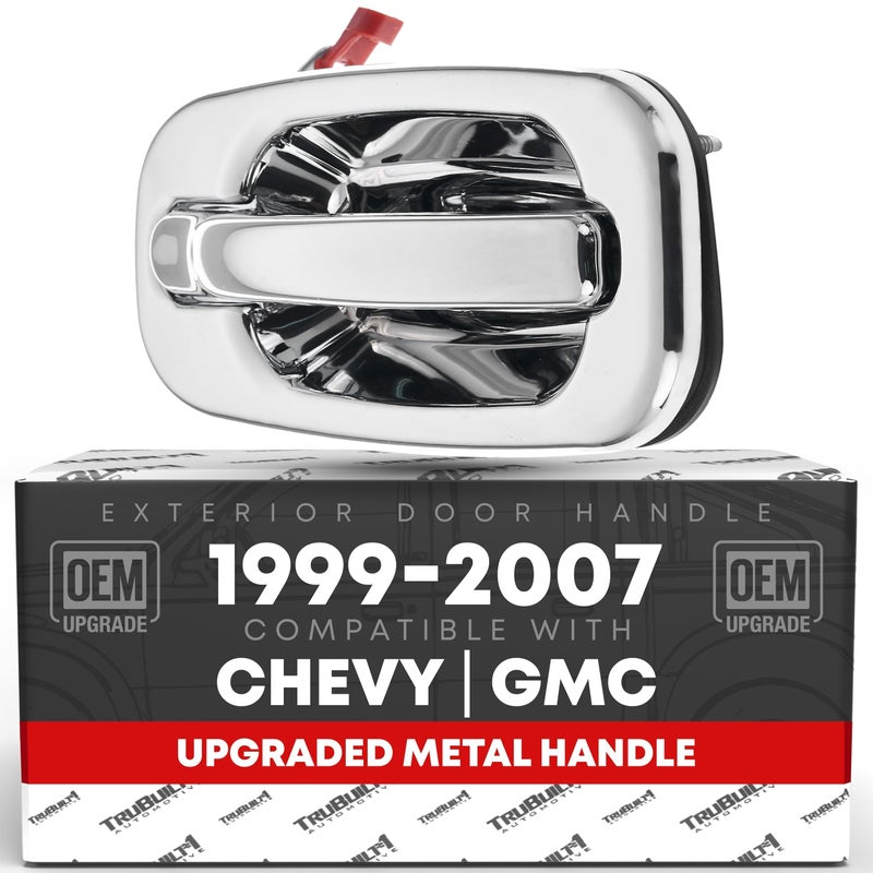 T1A Exterior Front Passenger Door Handle Upgraded Metal Compatible with 19992006 Chevrolet Silverado Suburban Tahoe Avalanche 9906 GMC Sierra Yukon All Chrome OEM 15182406 91128 - Image 2