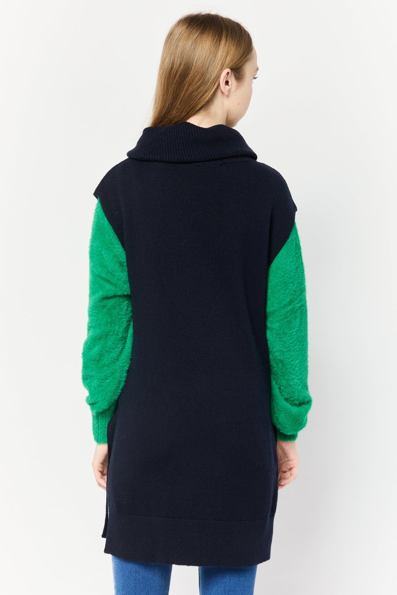 Phase Eight Women Turtle Neck Textured Sleeveless Tunic Sweater, Dark Navy - Image 4