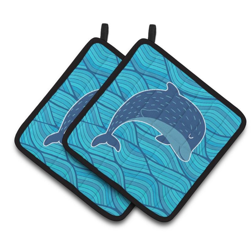 Caroline's Treasures ""Caroline's Treasures BB6781PTHD Dolphin Pair of Pot Holders  7.5 x 7.5""""  Multicolor"" 