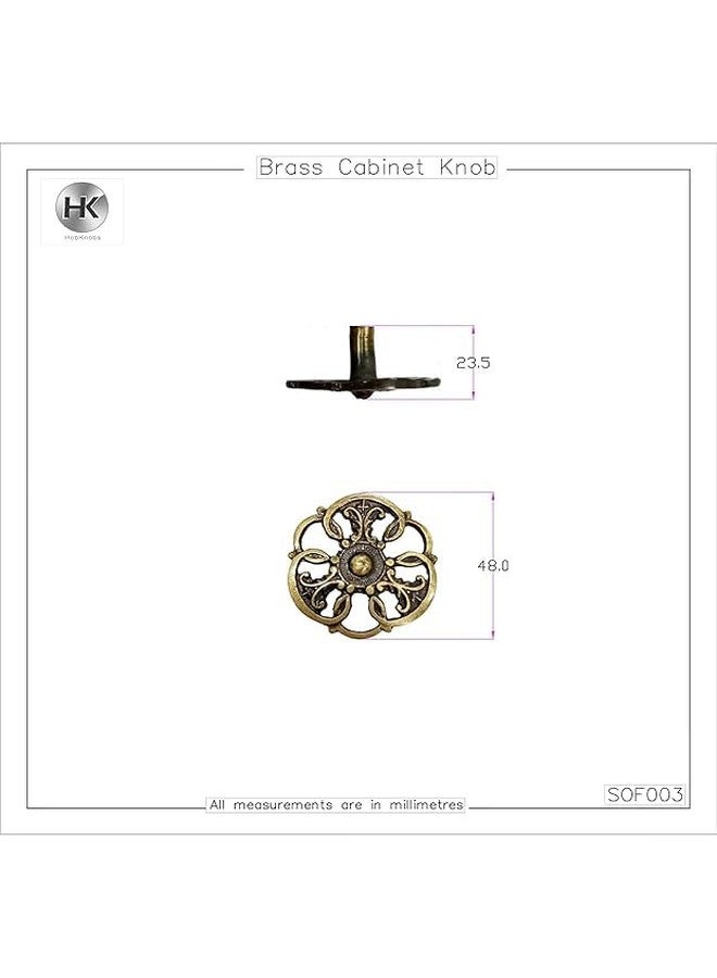 HOBKNOBS Ornate Antique Brass (50 mm Dia) Cabinet Drawers/Wardrobe/Kitchen Door Pull Handle Knobs - Brownish Gold. - Image 4