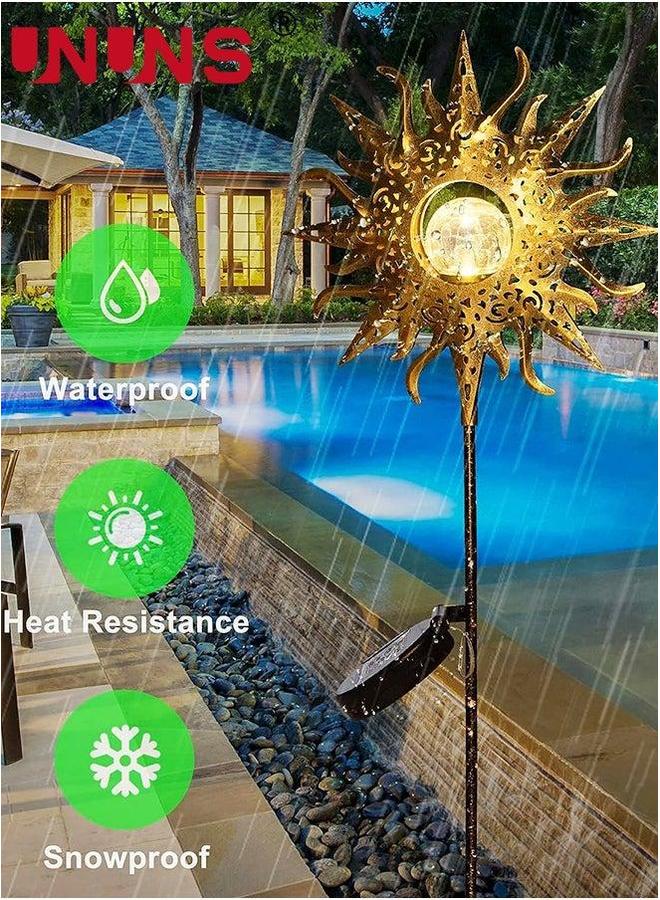 UNUNS Led Solar Light,Outdoor Lanterns,Solar Garden Lights,Patio Decor Metal Yard Art Accessories,Outdoor Decorations For Porch,Yard,Lawn,Patio,Courtyard  - Image 5