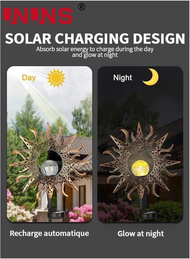UNUNS Led Solar Light,Outdoor Lanterns,Solar Garden Lights,Patio Decor Metal Yard Art Accessories,Outdoor Decorations For Porch,Yard,Lawn,Patio,Courtyard  - Image 4