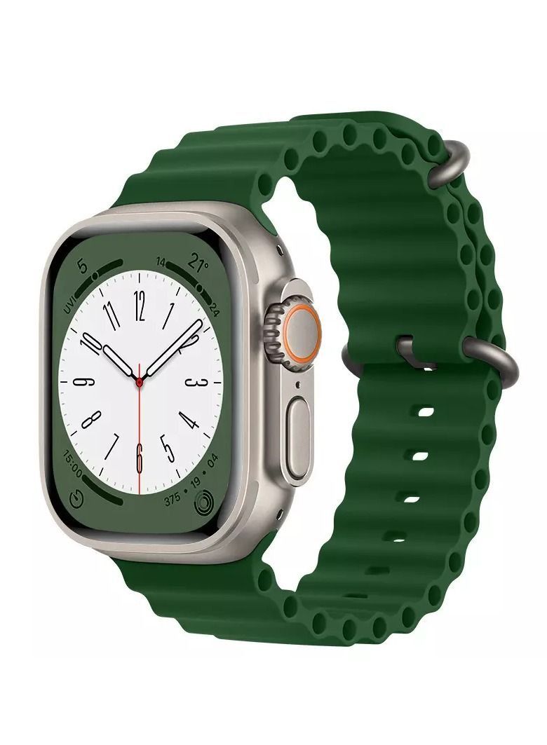 IAF Ocean Silicon Watch Band Strap for Apple Watch Series 8/7/6 41mm / 40mm / 38mm Ocean Green