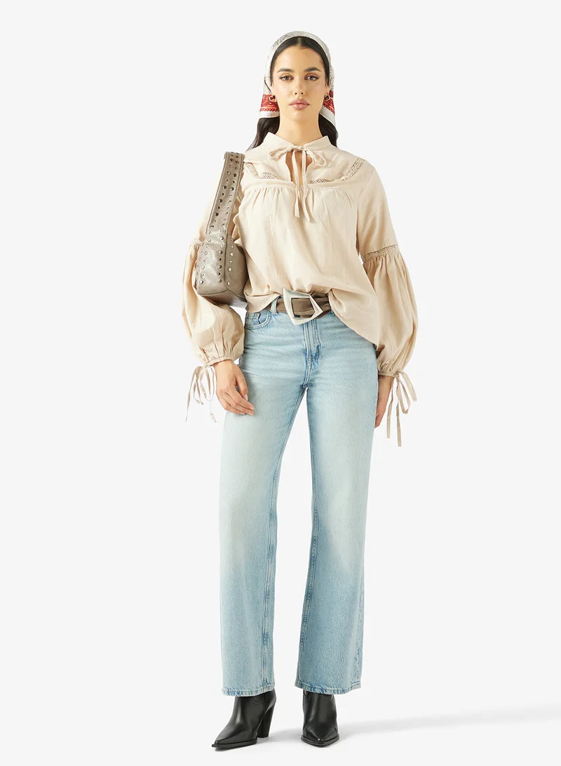 جينجر بلوزة بأكمام واسعة