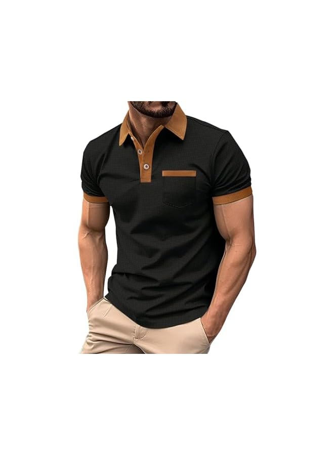 نيبمينينت قمصان بولو كاجوال للرجال بأسلوب كلاسيكي، بأزرار، قصيرة الأكمام، تي شيرتات ناعمة بتدرجات الألوان، ملابس أنيقة للجولف. - Image 5