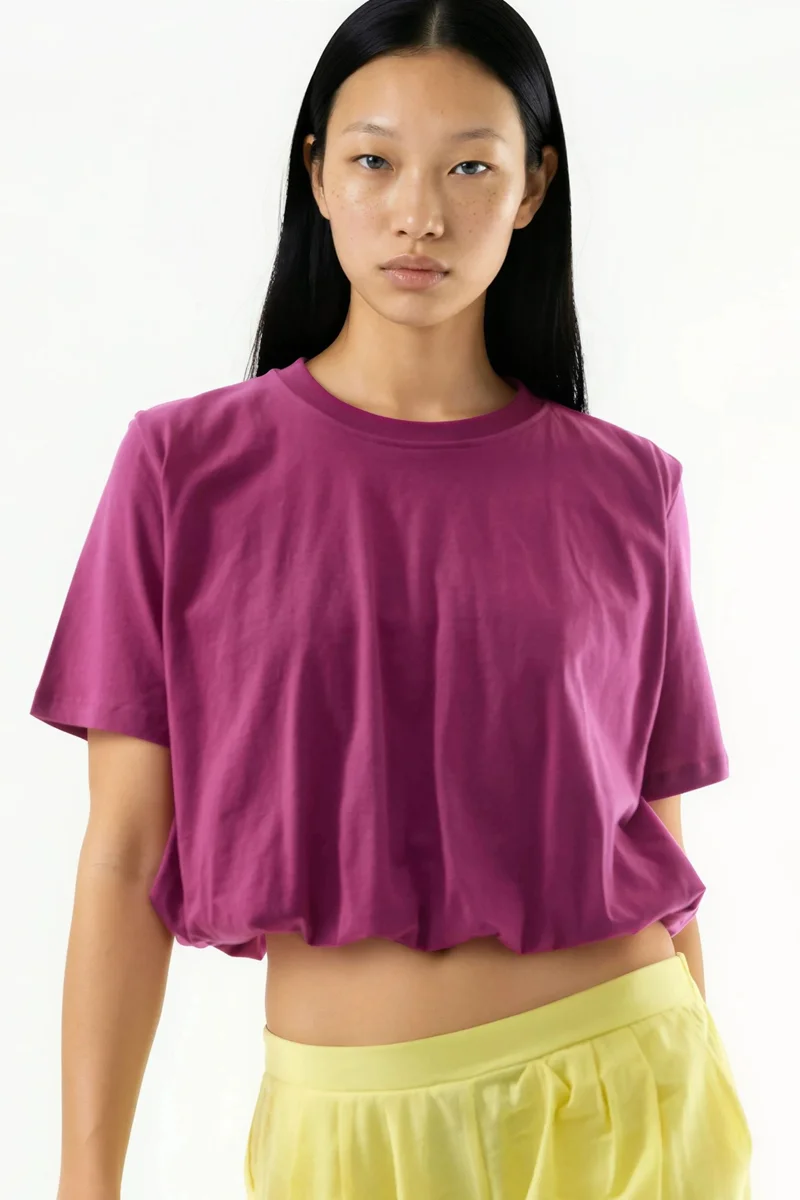 BUSEM Crew Neck Crop Blouse with Elastic