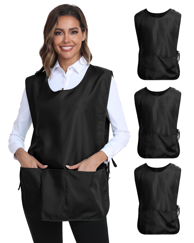 Xeoxarel 3 Pack Unisex Cobbler Apron with 3 Pockets Vest, Universal Apron for Men or Women Black - Image 1