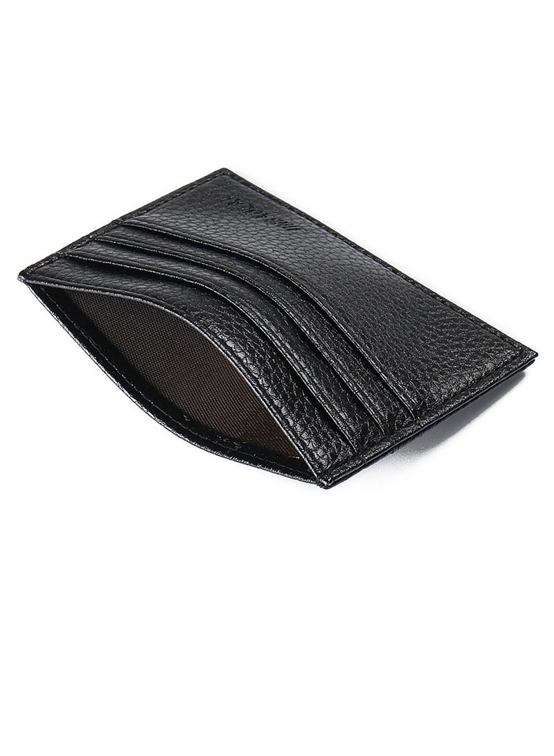 JINBAOLAI Credit Card Holder Wallet, RFID Blocking Leather Ultra Slim Wallet, Thin Minimalist Credit Card Case Card Protector, Front Pocket Wallets for Men, Women - 6 Card Slots and 1 Pockets (Black) - Image 3