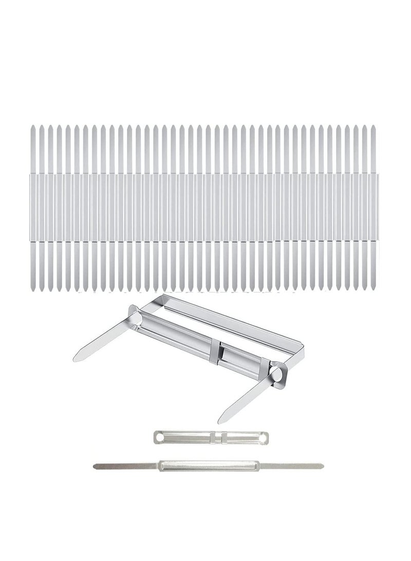 Terabyte 100 مجموعة من مشابك الورق ذات الشوكات القياسية 2 ثقب، مشبك ورق معدني بطول 2.75 بوصة، ضاغط لحافظة ملفات الورق، علبة تحتوي على 100 مجموعة كاملة فضية - Image 1