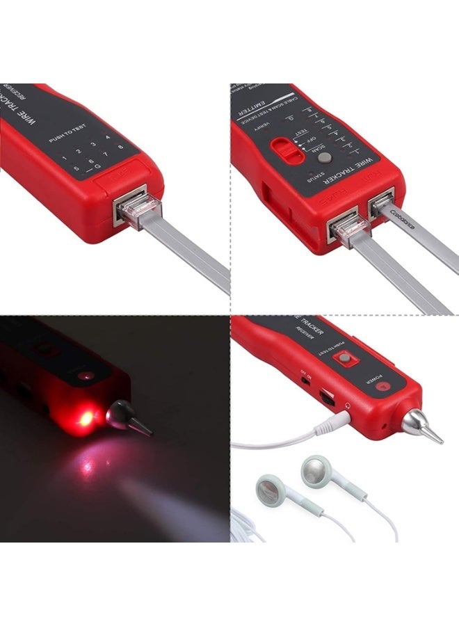 LBMT جهاز اختبار الأسلاك RJ45 RJ11 جهاز تعقب الكابلات جهاز تعقب الأسلاك متعدد الوظائف شبكة إيثرنت LAN Cat5 Cat6 مع سماعة أذن لتجميع الكابلات وتجميع صيانة الشبكة واختبار خط الهاتف - Image 3