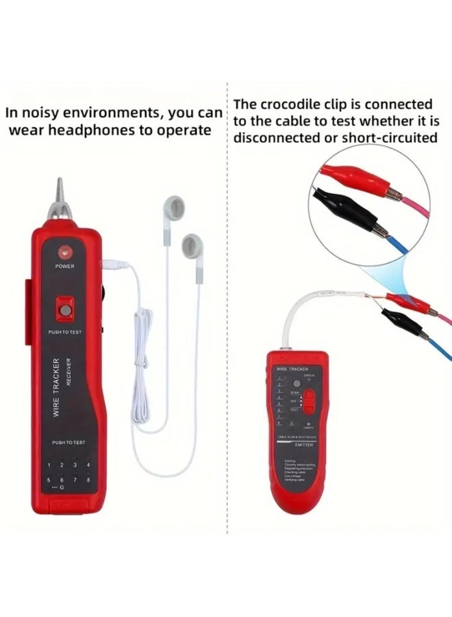 LBMT جهاز اختبار الأسلاك RJ45 RJ11 جهاز تعقب الكابلات جهاز تعقب الأسلاك متعدد الوظائف شبكة إيثرنت LAN Cat5 Cat6 مع سماعة أذن لتجميع الكابلات وتجميع صيانة الشبكة واختبار خط الهاتف - Image 4