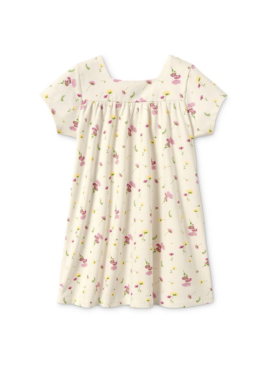 Tchibo - Toddlers Girl Floral Print Short Sleeves Dress, White Combo - Image 1