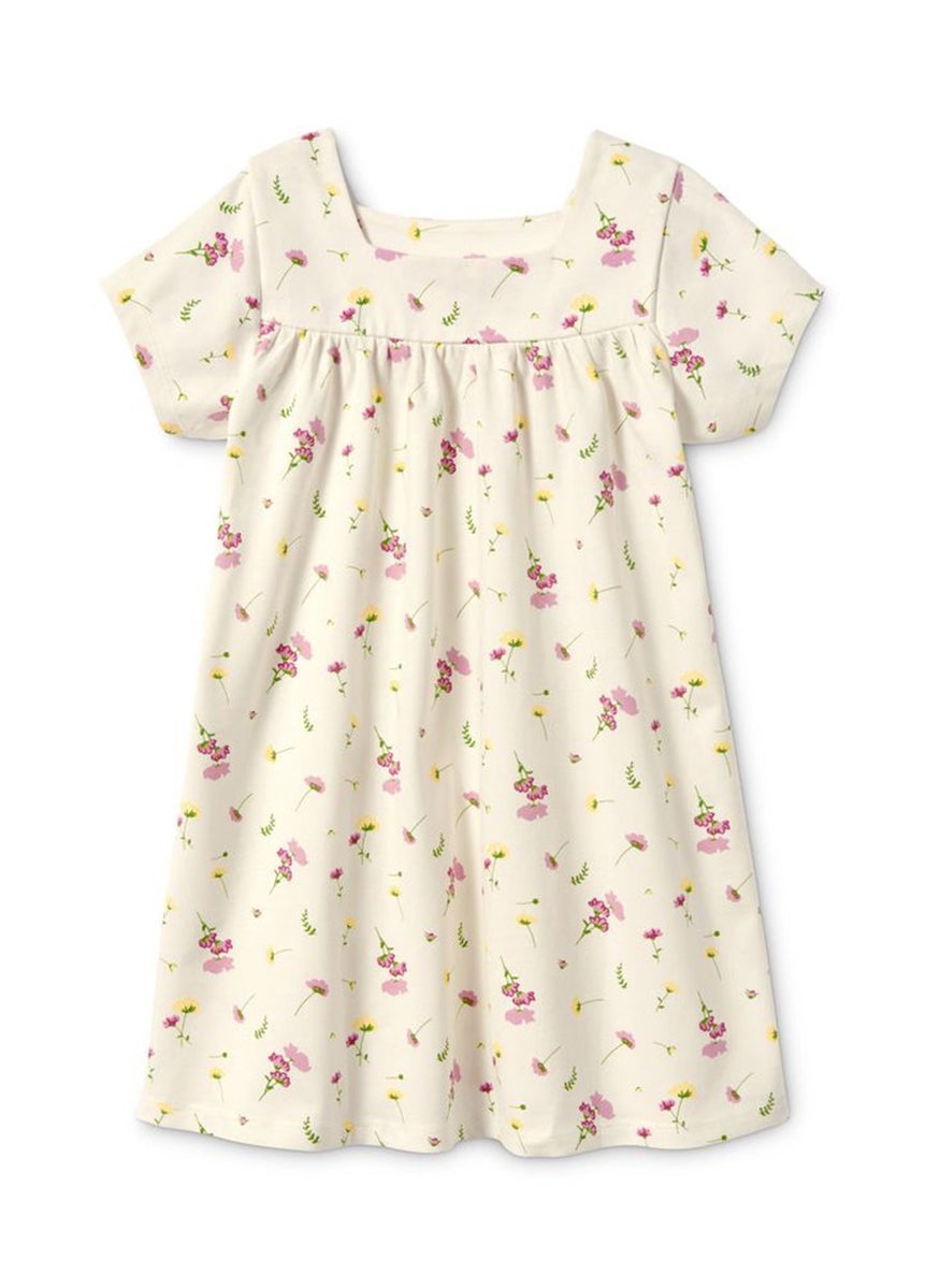 Tchibo - Toddlers Girl Floral Print Short Sleeves Dress, White Combo - Image 1