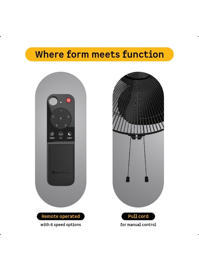 atomberg Renesa 400mm Wall Mount Fan | 5-star rated | Ideal for Home & Office | Silent BLDC Fan | 6 Speeds | 35W | Remote with Oscillation, Timer, Sleep | 2 Years Warranty (Midnight Black) - Image 3