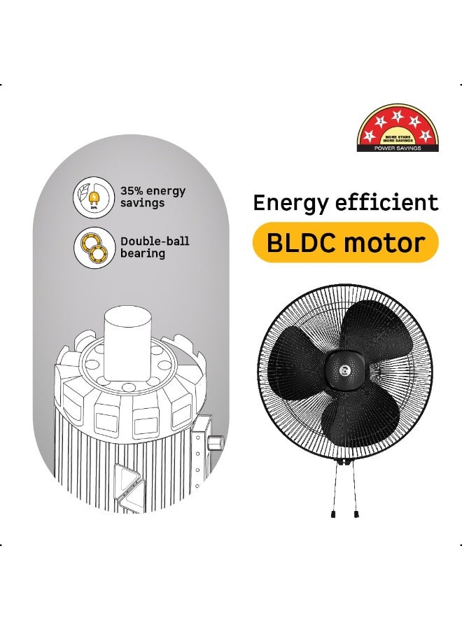 atomberg Renesa 400mm Wall Mount Fan | 5-star rated | Ideal for Home & Office | Silent BLDC Fan | 6 Speeds | 35W | Remote with Oscillation, Timer, Sleep | 2 Years Warranty (Midnight Black) - Image 5