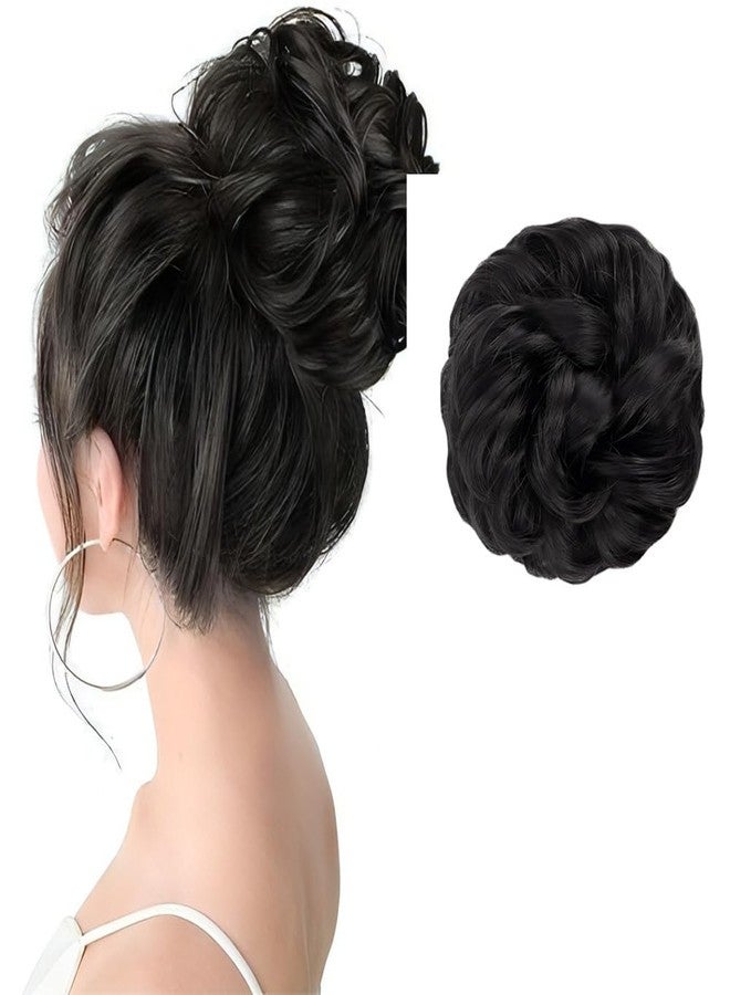 VIVIAN Black 1PCS Messy Bun Hair Piece Synthetic Hair Extension for Girls - Image 2