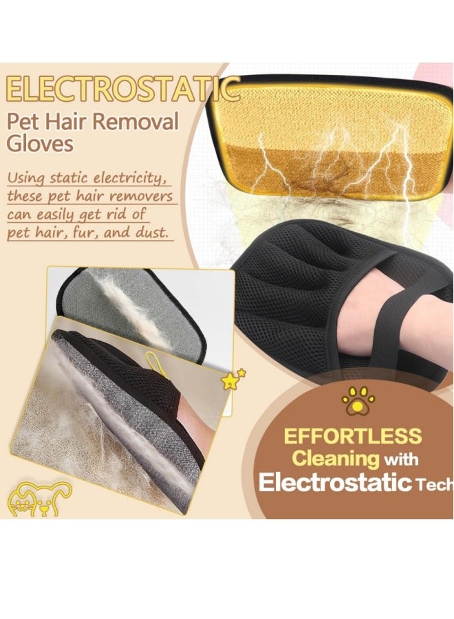 2pcs Pet Hair Removal Glove, Electrostatic Five-Finger Design, Reusable Fur Remover for Cats, Dogs, Couch, Carpet, Car Seat (1pc) - Image 3